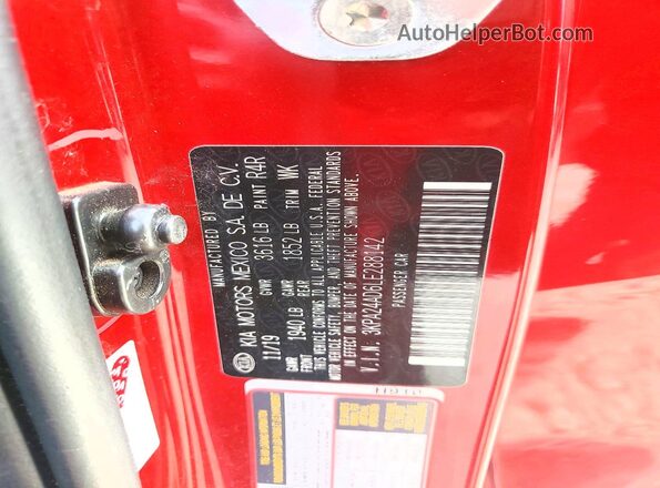 3KPA24AD6LE288142 2020 KIA RIO Red VIN sticker view