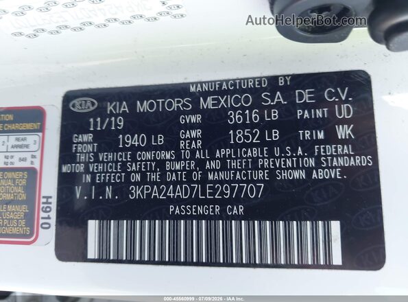 3KPA24AD7LE297707 2020 KIA RIO White Вид підкапотного простору