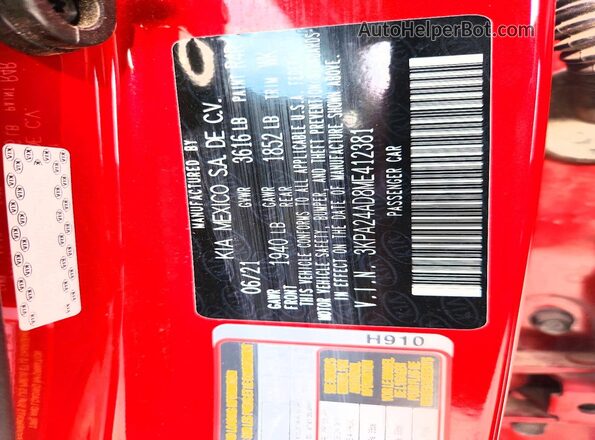 3KPA24AD8ME412381 2021 KIA RIO Red Շարժիչի բաժամունքի տեսք