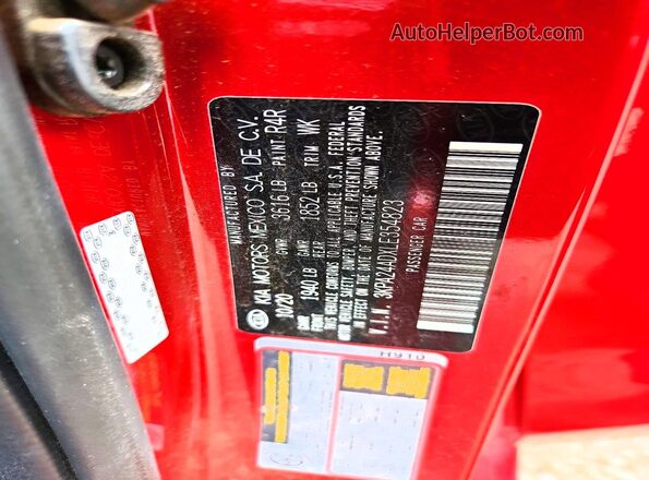 3KPA24ADXLE354823 2020 KIA RIO Red Շարժիչի բաժամունքի տեսք