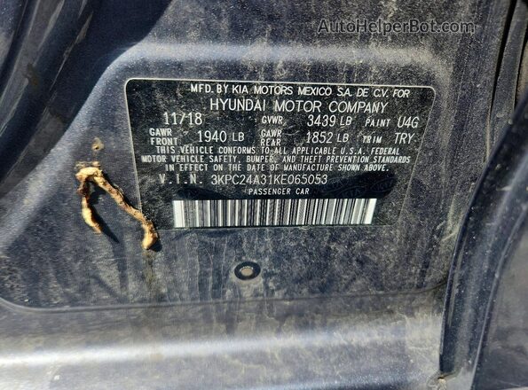 3KPC24A31KE065053 2019 HYUNDAI ACCENT Gray ძრავის განყოფილების ხედი