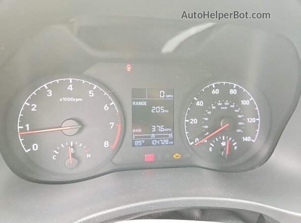 3KPC24A34KE058890 2019 HYUNDAI ACCENT White Вид щитка приладів