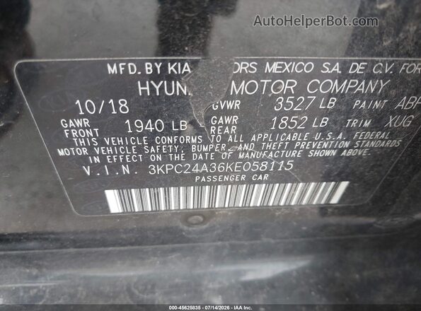 3KPC24A36KE058115 2019 HYUNDAI ACCENT Черный Вид подкапотного пространства