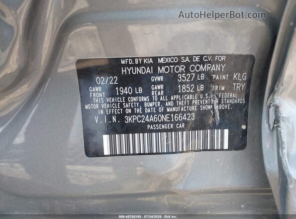 3KPC24A60NE166423 2022 HYUNDAI ACCENT Серебряный Вид подкапотного пространства