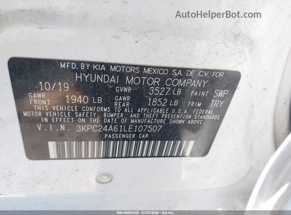 3KPC24A61LE107507 2020 HYUNDAI ACCENT White Շարժիչի բաժամունքի տեսք