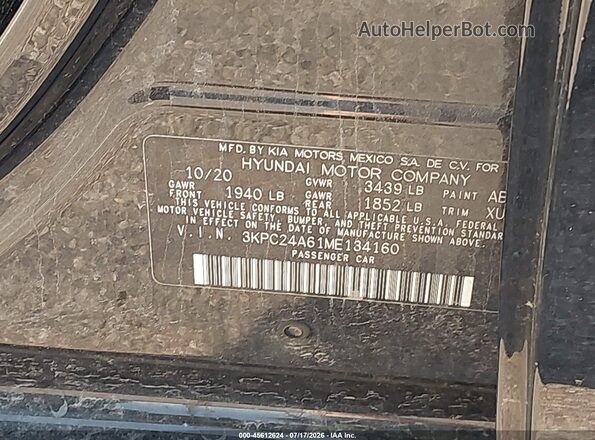 3KPC24A61ME134160 2021 HYUNDAI ACCENT Черный Вид подкапотного пространства