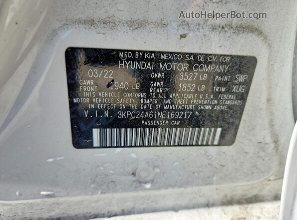 3KPC24A61NE169217 2022 HYUNDAI ACCENT White Engine compartment view