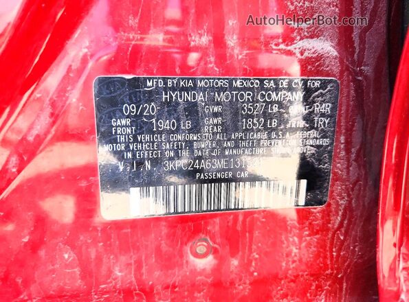 3KPC24A63ME131521 2021 HYUNDAI ACCENT Red Widok komory silnika