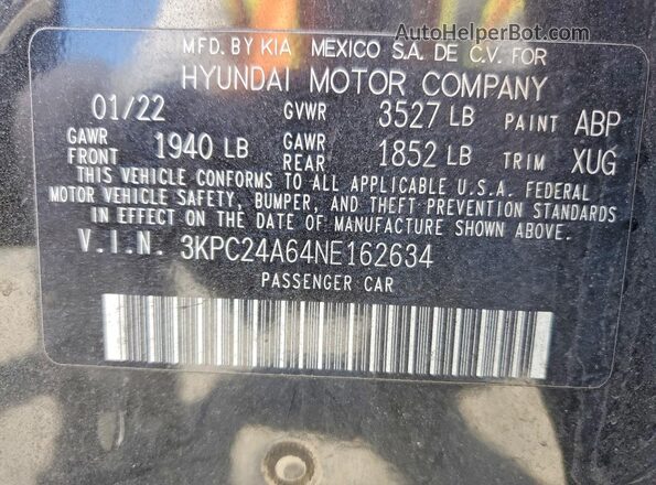 3KPC24A64NE162634 2022 HYUNDAI ACCENT Black Engine compartment view