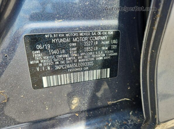 3KPC24A65LE093305 2020 HYUNDAI ACCENT Gray ძრავის განყოფილების ხედი