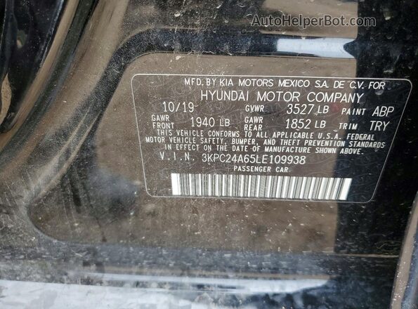 3KPC24A65LE109938 2020 HYUNDAI ACCENT Black ძრავის განყოფილების ხედი