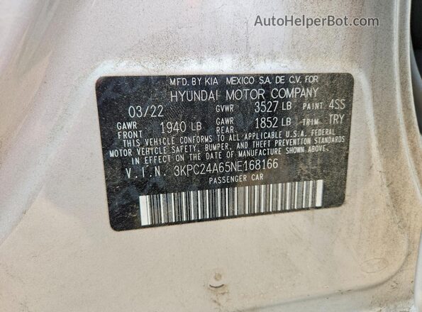 3KPC24A65NE168166 2022 HYUNDAI ACCENT White Vista del compartimento del motor