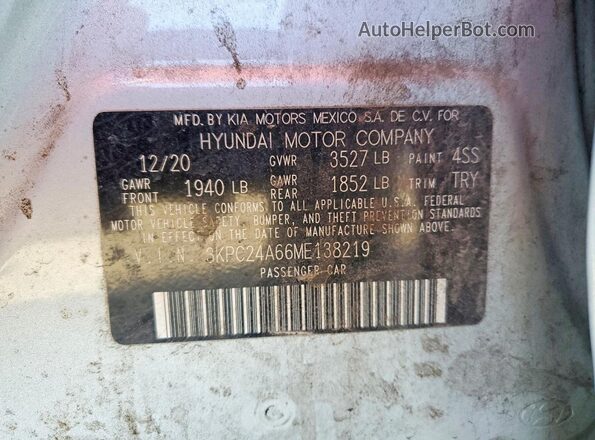 3KPC24A66ME138219 2021 HYUNDAI ACCENT Silver ძრავის განყოფილების ხედი