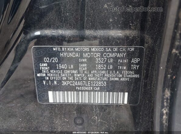 3KPC24A67LE122853 2020 HYUNDAI ACCENT Черный Вид подкапотного пространства