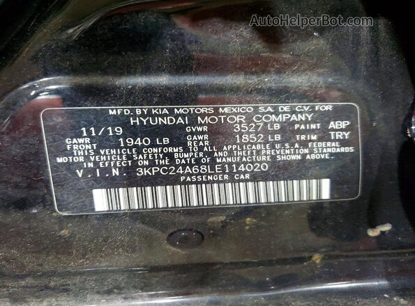 3KPC24A68LE114020 2020 HYUNDAI ACCENT Black Widok naklejki z numerem VIN