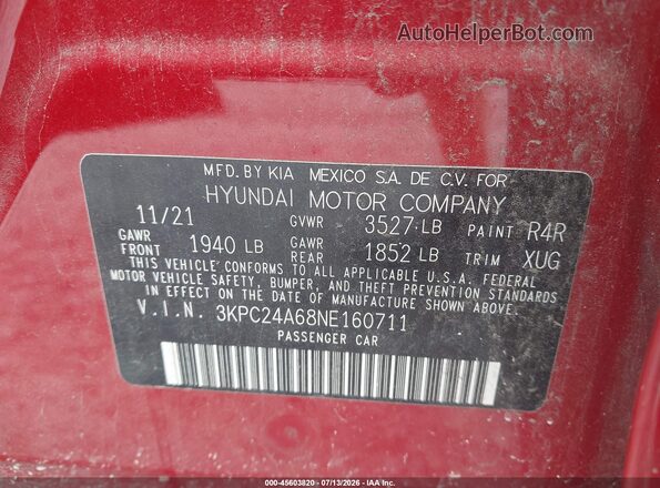3KPC24A68NE160711 2022 HYUNDAI ACCENT Red Widok komory silnika