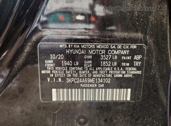 3KPC24A69ME134102 2021 HYUNDAI ACCENT Black ძრავის განყოფილების ხედი