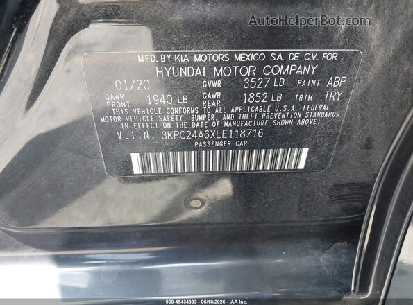 3KPC24A6XLE118716 2020 HYUNDAI ACCENT Black Вид підкапотного простору