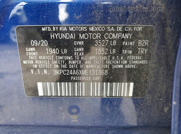 3KPC24A6XME131368 2021 HYUNDAI ACCENT Blue Widok komory silnika