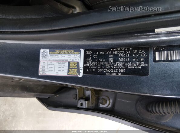 3KPF24AD0LE211661 2020 KIA FORTE Gray Engine compartment view