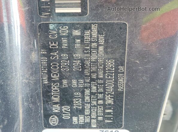 3KPF24AD0LE212986 2020 KIA FORTE Gray Engine compartment view