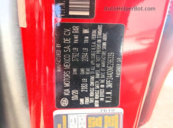 3KPF24AD0ME296339 2021 KIA FORTE Red Engine compartment view