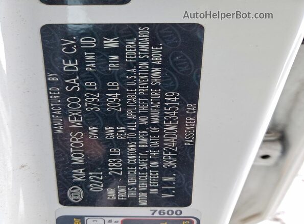 3KPF24AD0ME345149 2021 KIA FORTE White Вид підкапотного простору