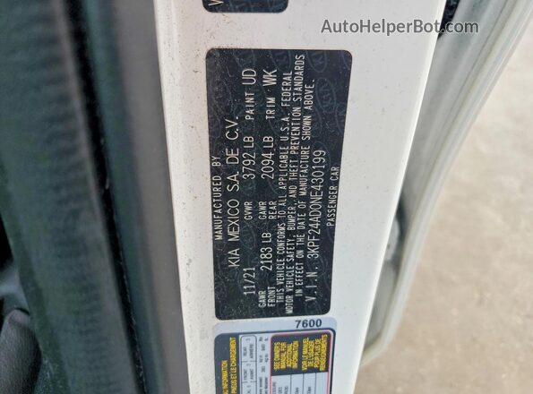 3KPF24AD0NE430199 2022 KIA FORTE White Вид підкапотного простору