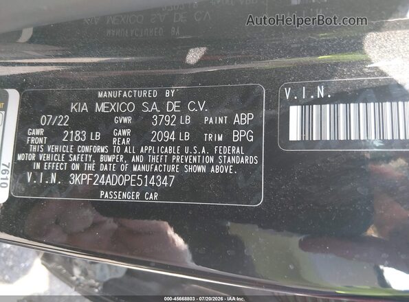 3KPF24AD0PE514347 2023 KIA FORTE Black Вид підкапотного простору
