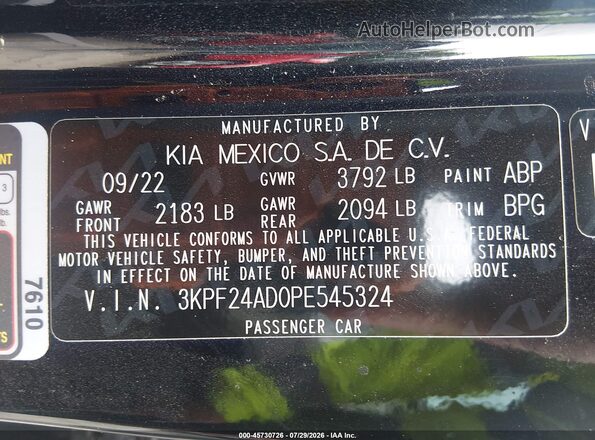 3KPF24AD0PE545324 2023 KIA FORTE Black Engine compartment view