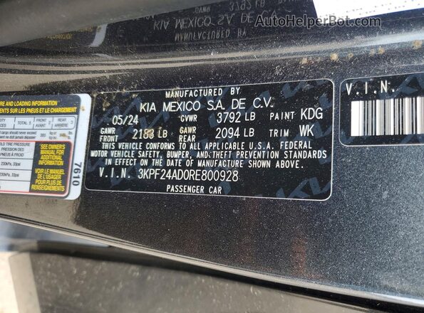 3KPF24AD0RE800928 2024 KIA FORTE Серый Вид подкапотного пространства