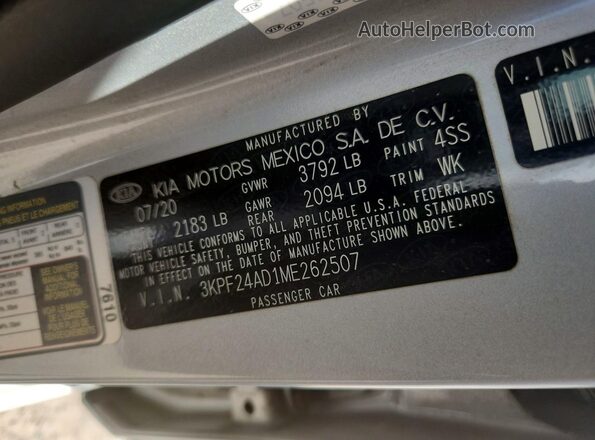 3KPF24AD1ME262507 2021 KIA FORTE Silver Widok komory silnika