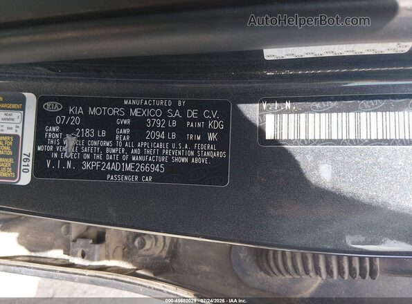 3KPF24AD1ME266945 2021 KIA FORTE Черный Вид подкапотного пространства
