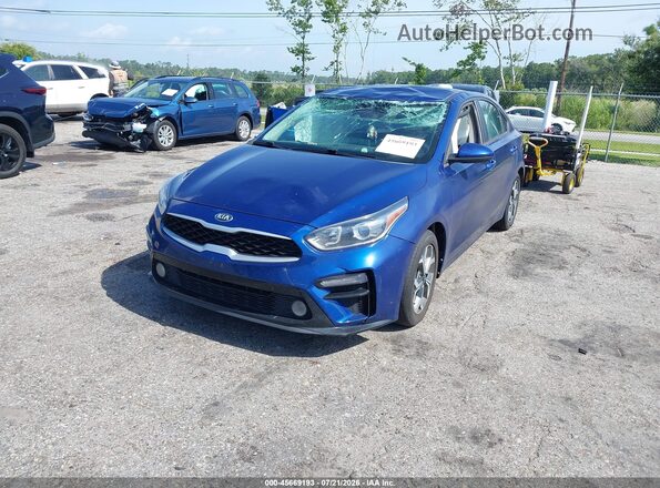 3KPF24AD2ME394577 2021 KIA FORTE Blue Առջևի ձախ երեք քառորդ տեսարան