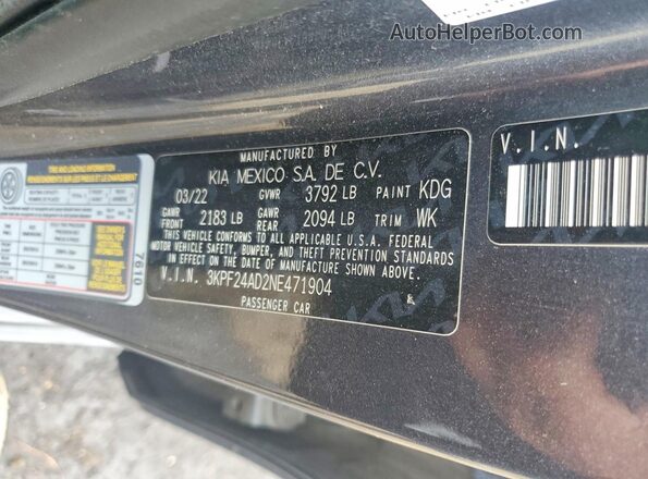 3KPF24AD2NE471904 2022 KIA FORTE Gray Engine compartment view