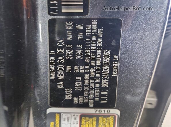 3KPF24AD2RE698063 2024 KIA FORTE Gray Շարժիչի բաժամունքի տեսք