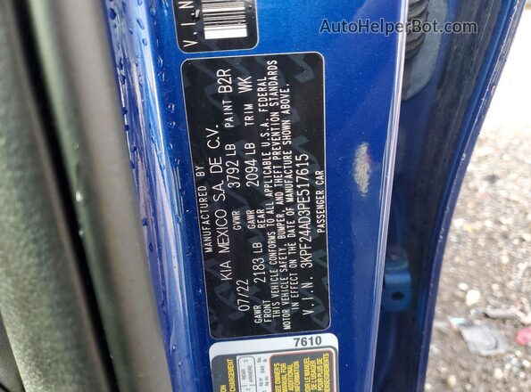 3KPF24AD3PE517615 2023 KIA FORTE Blue Engine compartment view