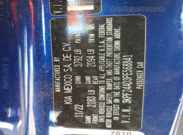 3KPF24AD3PE568841 2023 KIA FORTE Синий Вид подкапотного пространства