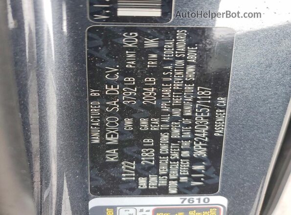 3KPF24AD3PE571187 2023 KIA FORTE Gray Вид підкапотного простору
