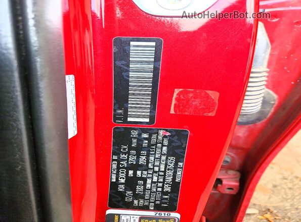 3KPF24AD3RE764359 2024 KIA FORTE Red Vista de la etiqueta del VIN