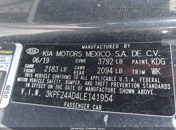 3KPF24AD4LE141954 2020 KIA FORTE Серый Вид подкапотного пространства
