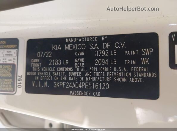 3KPF24AD4PE516120 2023 KIA FORTE White Вид підкапотного простору