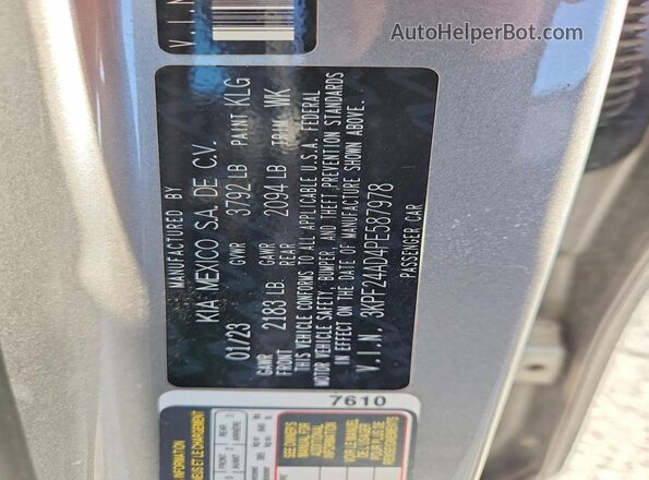 3KPF24AD4PE587978 2023 KIA FORTE Gray Widok komory silnika