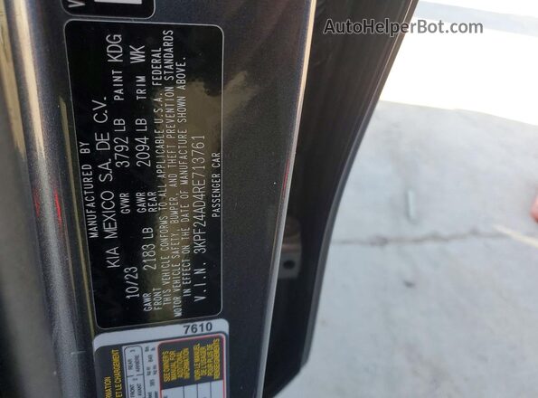 3KPF24AD4RE713761 2024 KIA FORTE Charcoal ძრავის განყოფილების ხედი