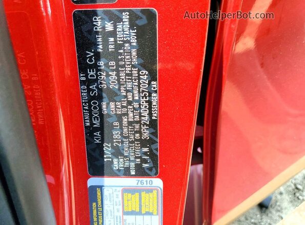 3KPF24AD5PE570249 2023 KIA FORTE Red ძრავის განყოფილების ხედი