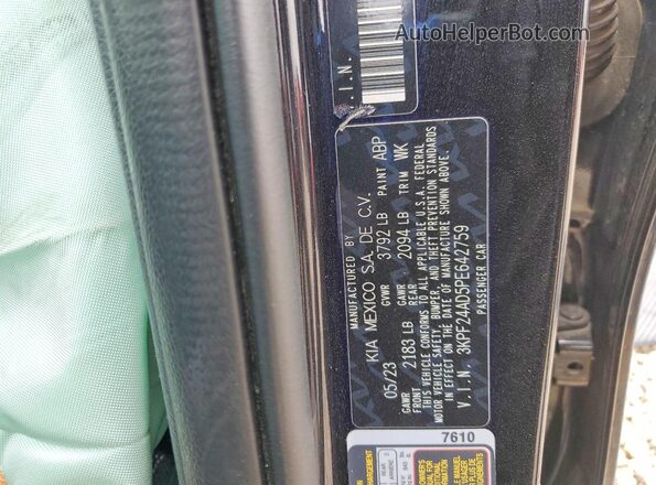 3KPF24AD5PE642759 2023 KIA FORTE Black Vista de la etiqueta del VIN