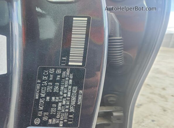 3KPF24AD6KE014038 2019 KIA FORTE Gray Вид підкапотного простору