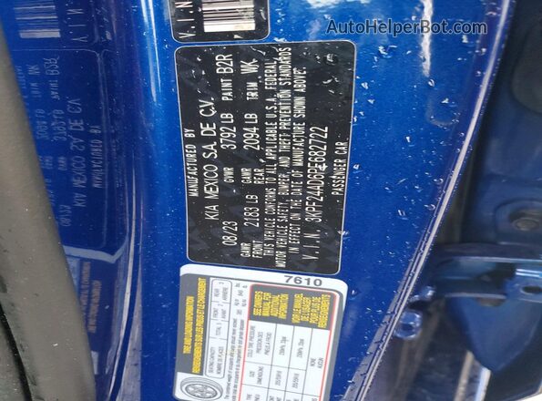 3KPF24AD6PE682722 2023 KIA FORTE Blue Շարժիչի բաժամունքի տեսք