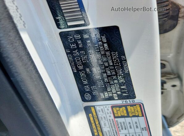 3KPF24AD7LE157632 2020 KIA FORTE Белый Вид подкапотного пространства