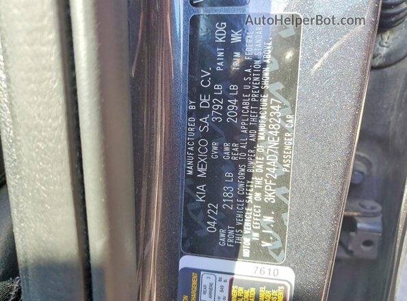 3KPF24AD7NE482347 2022 KIA FORTE Серый Вид подкапотного пространства